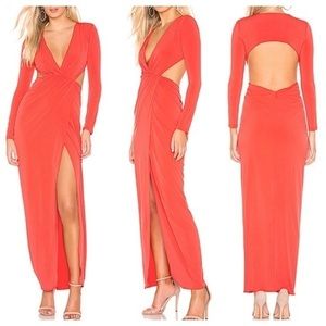 Michael Costello x Revolve Darcy orange coral cutout jersey maxi dress NN6